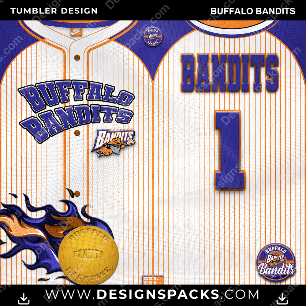 Lacrosse Team Button-Up Jersey Buffalo Bandits Tumbler Digital Wrap Design