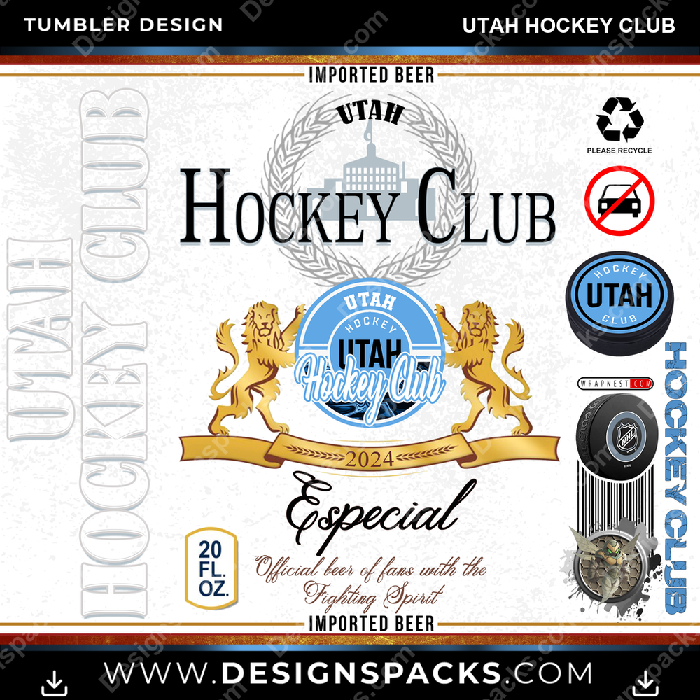 Hockey Modelo Utah Club Tumbler Digital Wrap Design