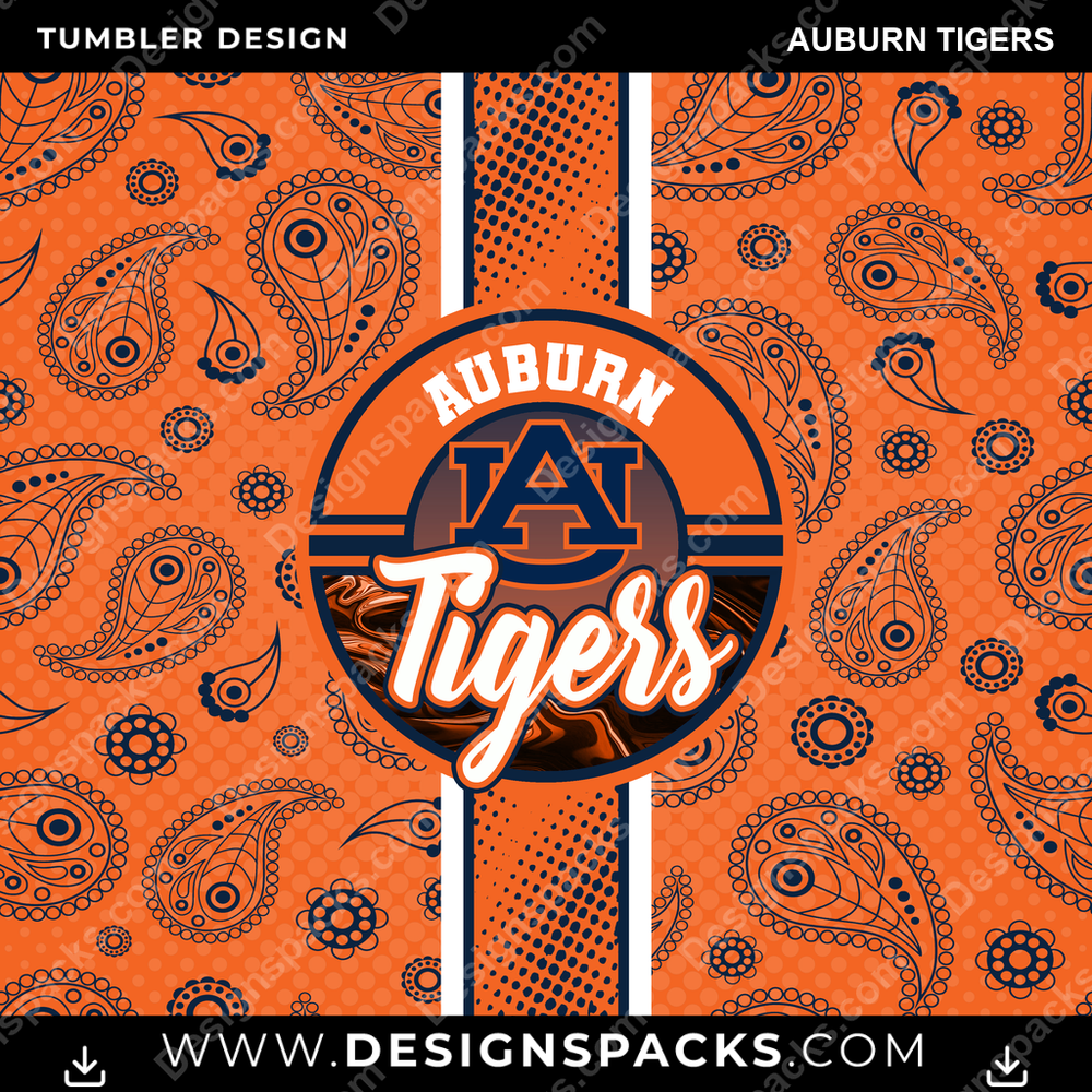 College Sport Handkerchief Auburn Tigers NCAA College Sport Tumbler Digital Wrap Design Download
