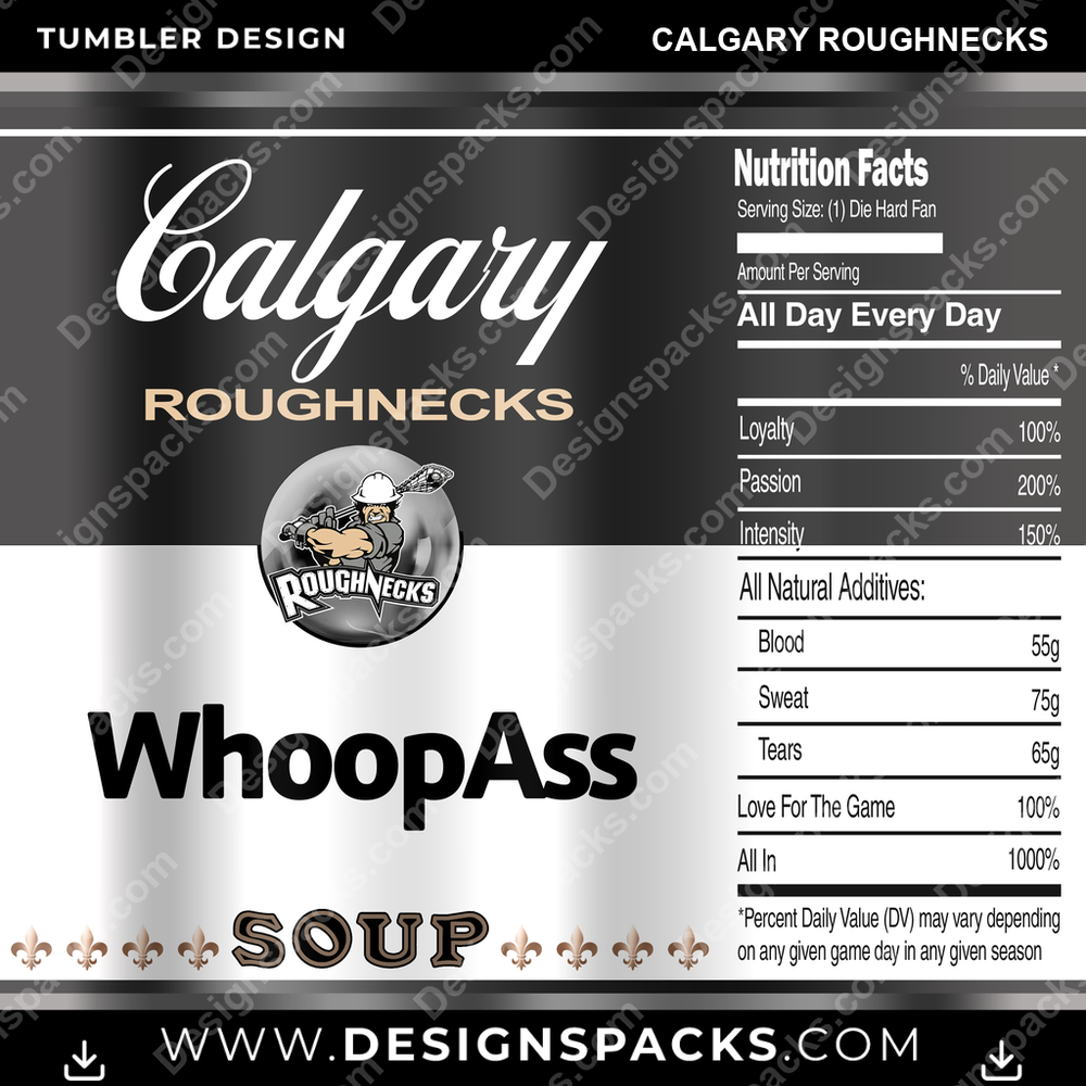 Lacrosse Soup Can Calgary Roughnecks Tumbler Digital Wrap Design
