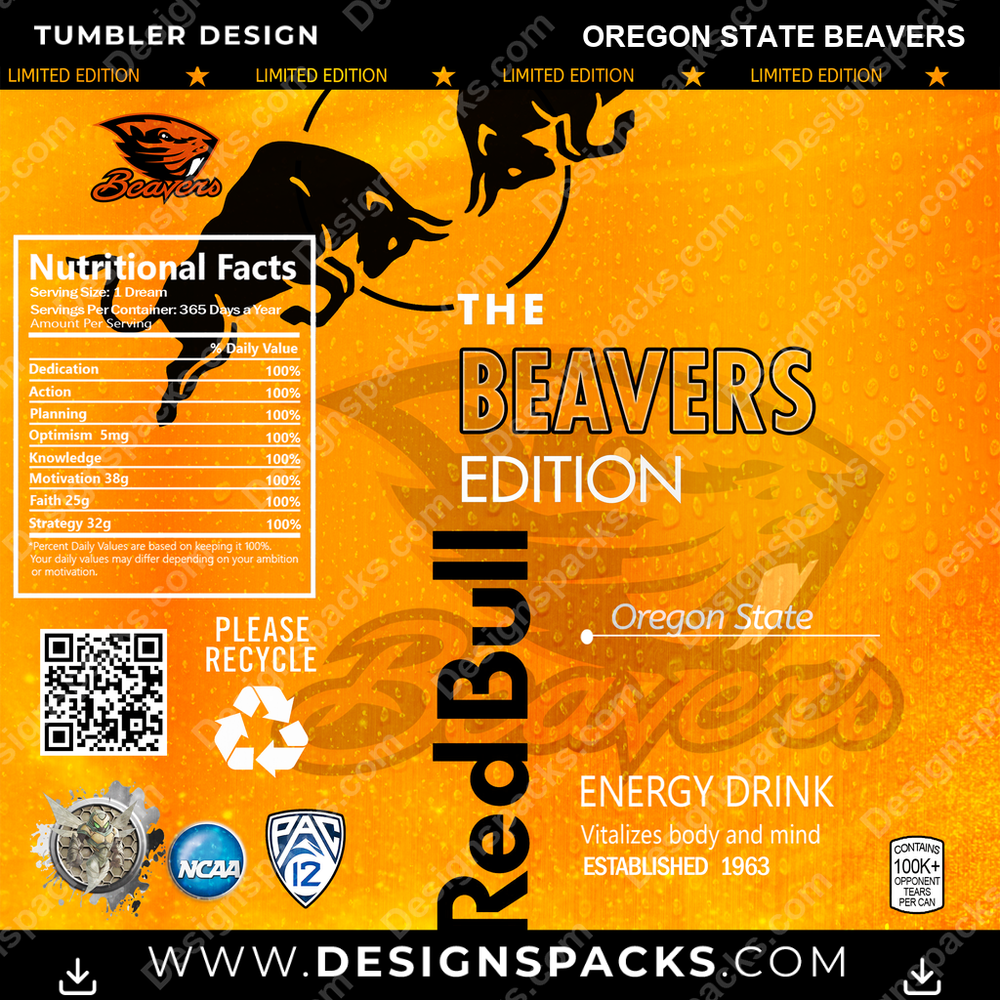 College Sport Red Bull Oregon State Beavers NCAA College Sport Tumbler Digital Wrap Design Download