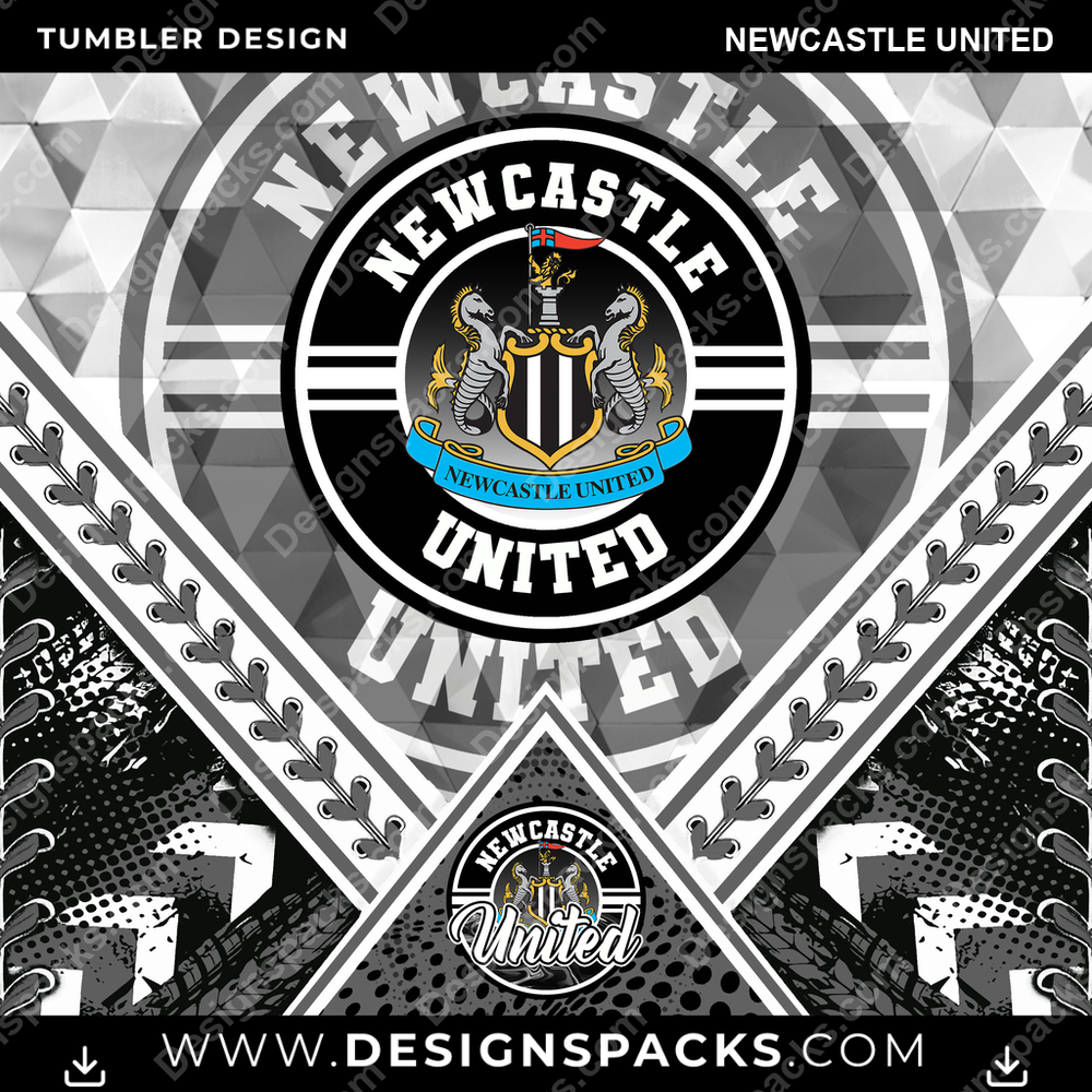Soccer UK Diamond Newcastle United Tumbler Digital Wrap Design