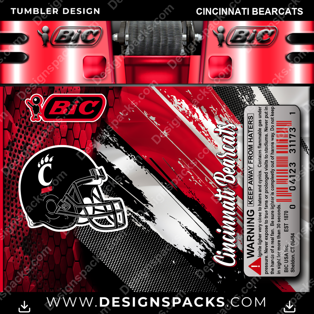 College Sport BIC Lighter Cincinnati Bearcats NCAA College Sport Tumbler Digital Wrap Design Download