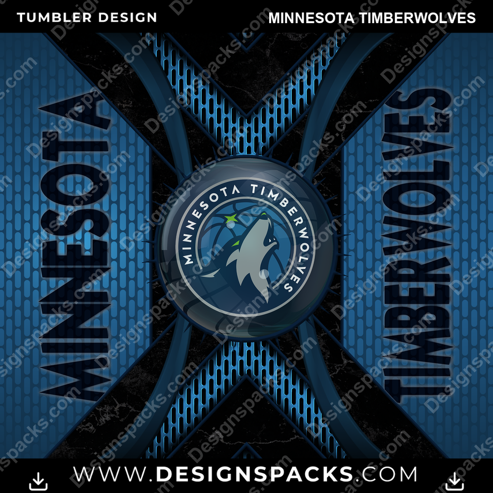 Basketball Metal Grating Minnesota Timberwolves Tumbler Digital Wrap Design