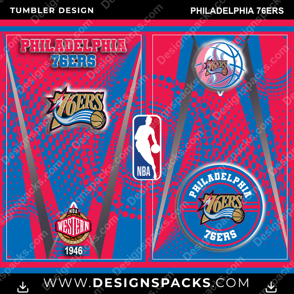 Basketball Team Logo Philadelphia 76ers NBA Basketball Tumbler Digital Wrap Design Download