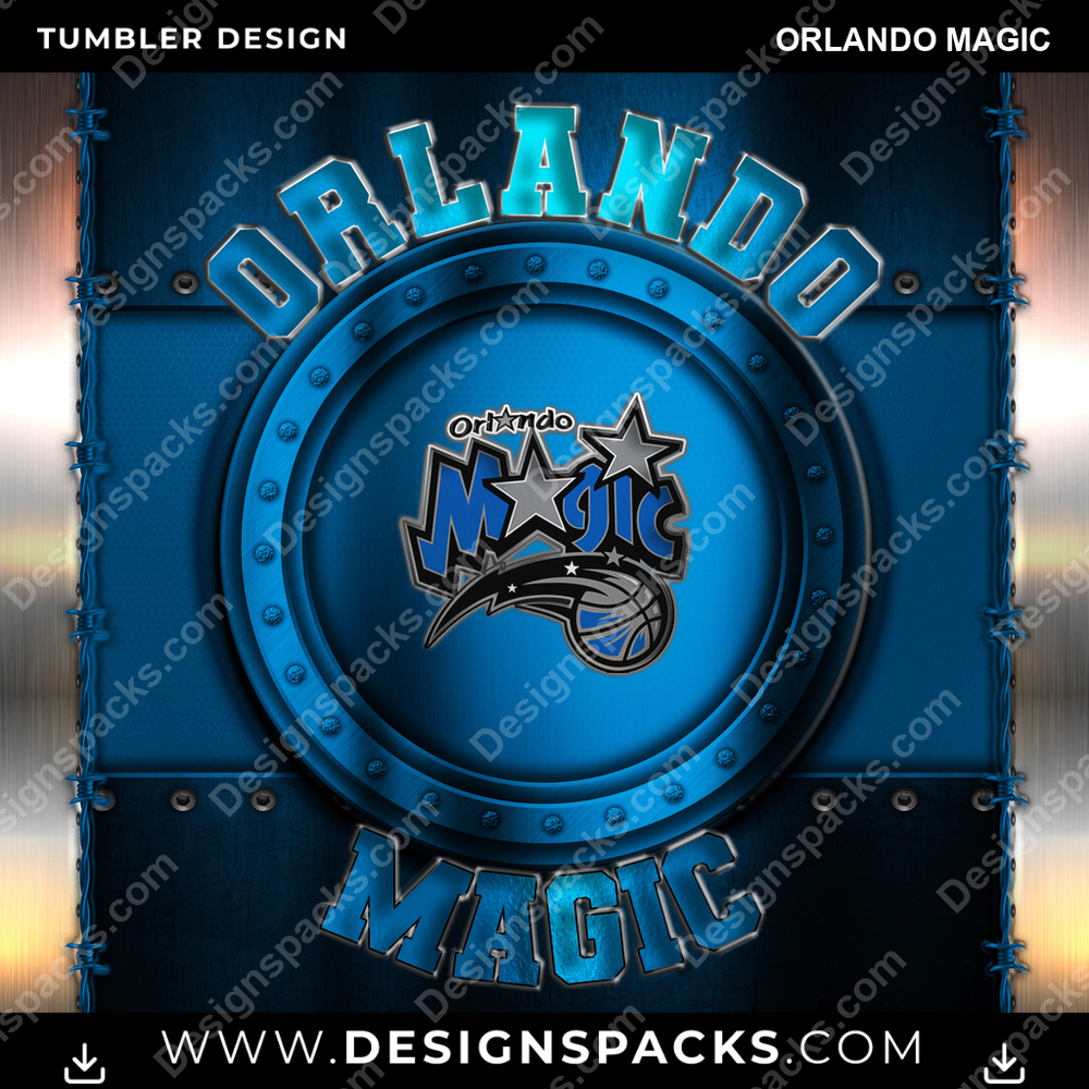 Basketball Metal Orlando Magic Tumbler Digital Wrap Design