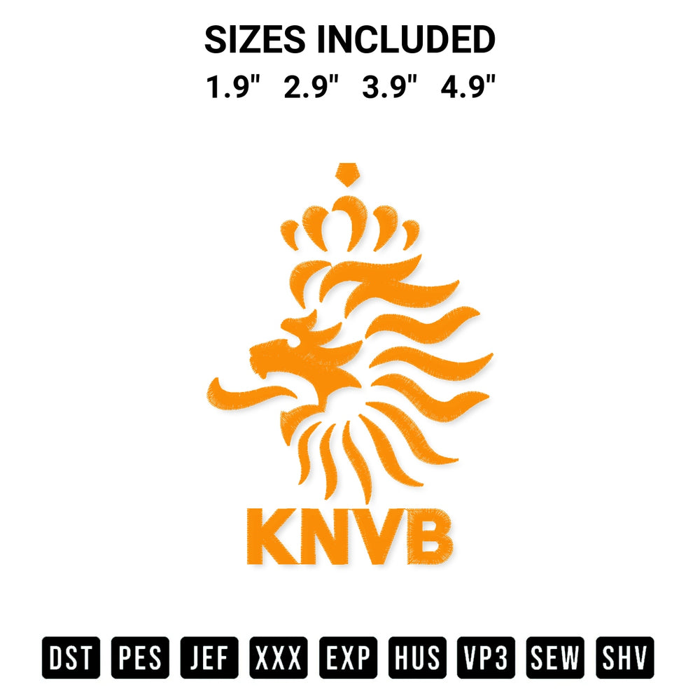 Get the Netherlands National Football Team Embroidery Design embroidery design for your custom crafts! Premium digitized files available for instant download at Designspacks.com. Available sizes: 1.9", 2.9", 3.9", 4.9".