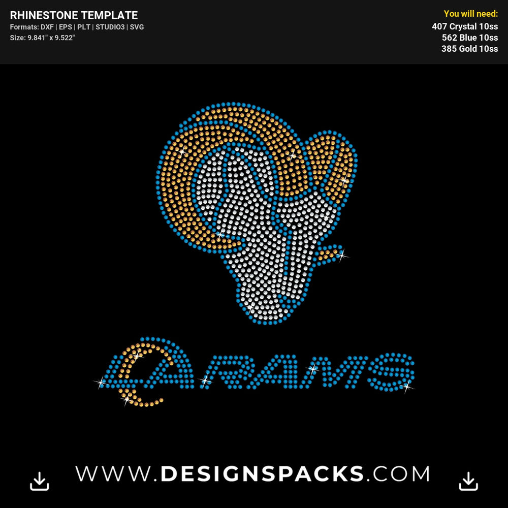 Los Angeles Rams Rhinestone Digital Template