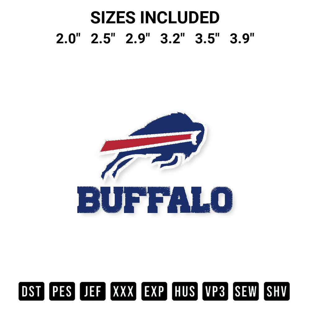 Add a unique touch to your apparel with the Nfl Buffalo Bills Embroidery Design embroidery file. Premium instant download available now on Designspacks.com. Available sizes: 2.0", 2.5", 2.9", 3.2", 3.5", 3.9".