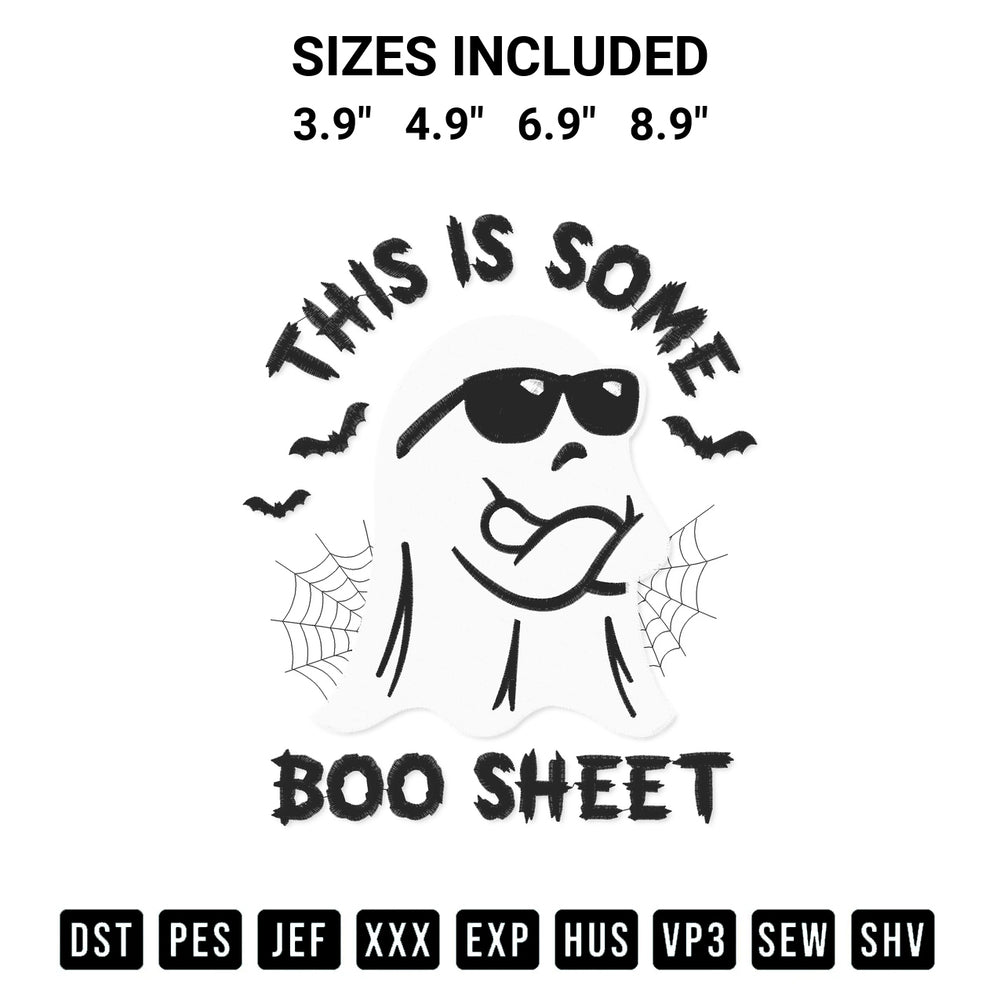 Get the This Is Some Boo Sheet Embroidery Design embroidery design for your custom crafts! Premium digitized files available for instant download at Designspacks.com. Available sizes: 3.9", 4.9", 6.9", 8.9".