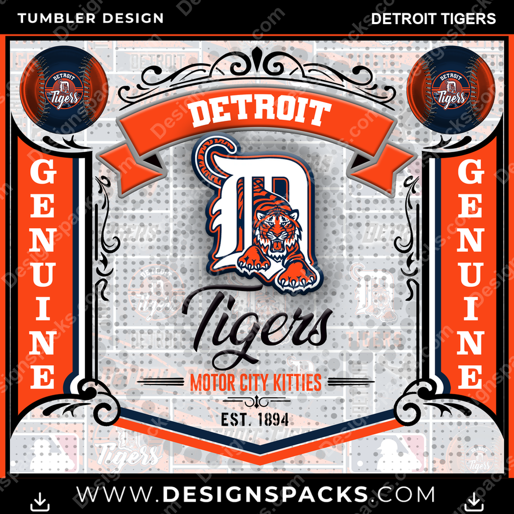 Baseball Bud Detroit Tigers Tumbler Digital Wrap Design