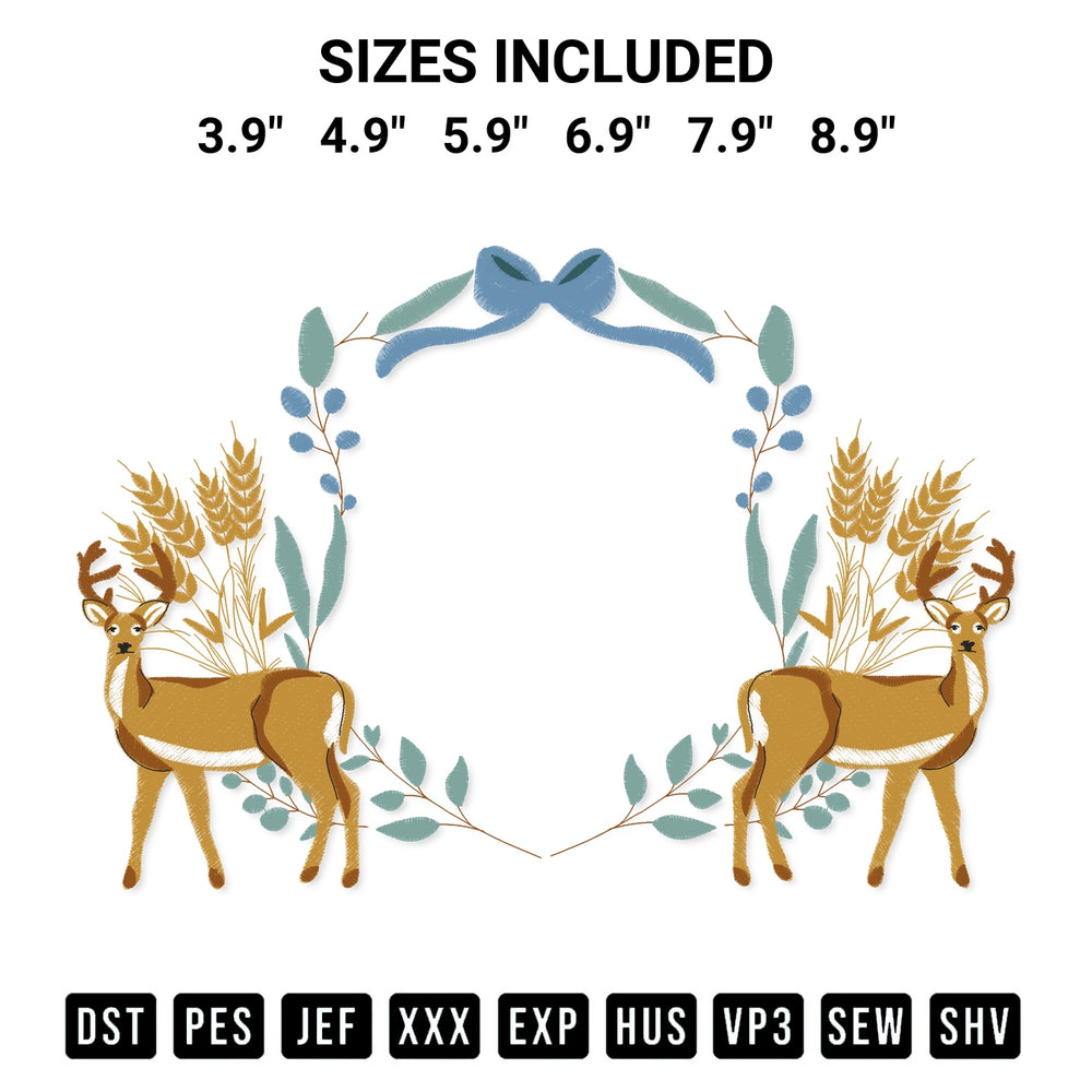 Get the Banner Frame Deer Animals Embroidery Design embroidery design for your custom crafts! Premium digitized files available for instant download at Designspacks.com. Available sizes: 3.9", 4.9", 5.9", 6.9", 7.9", 8.9".