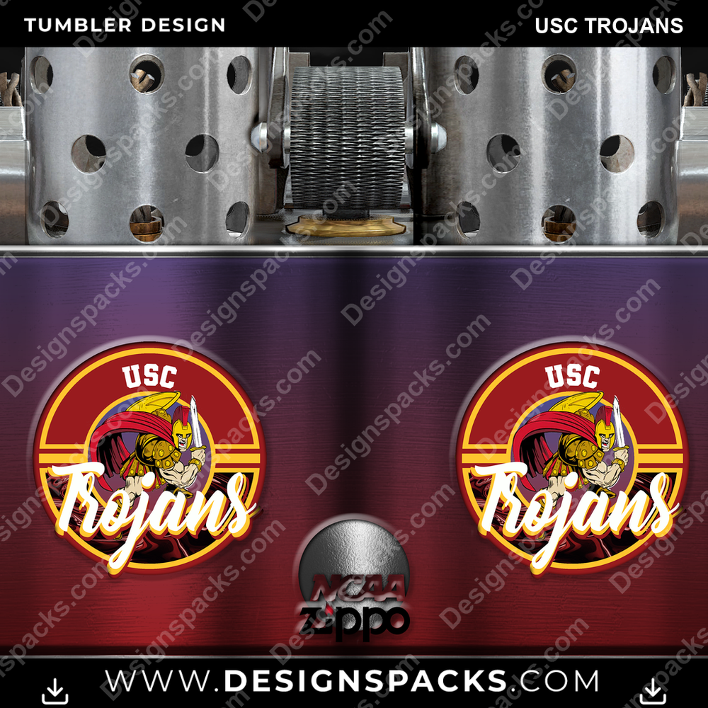 College Sport Zippo Lighter USC Trojans Tumbler Digital Wrap Design