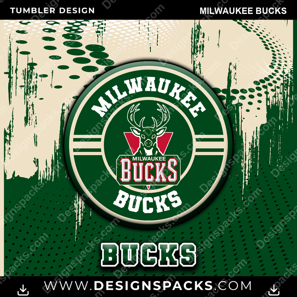 Basketball Dot Logo Milwaukee Bucks Tumbler Digital Wrap Design
