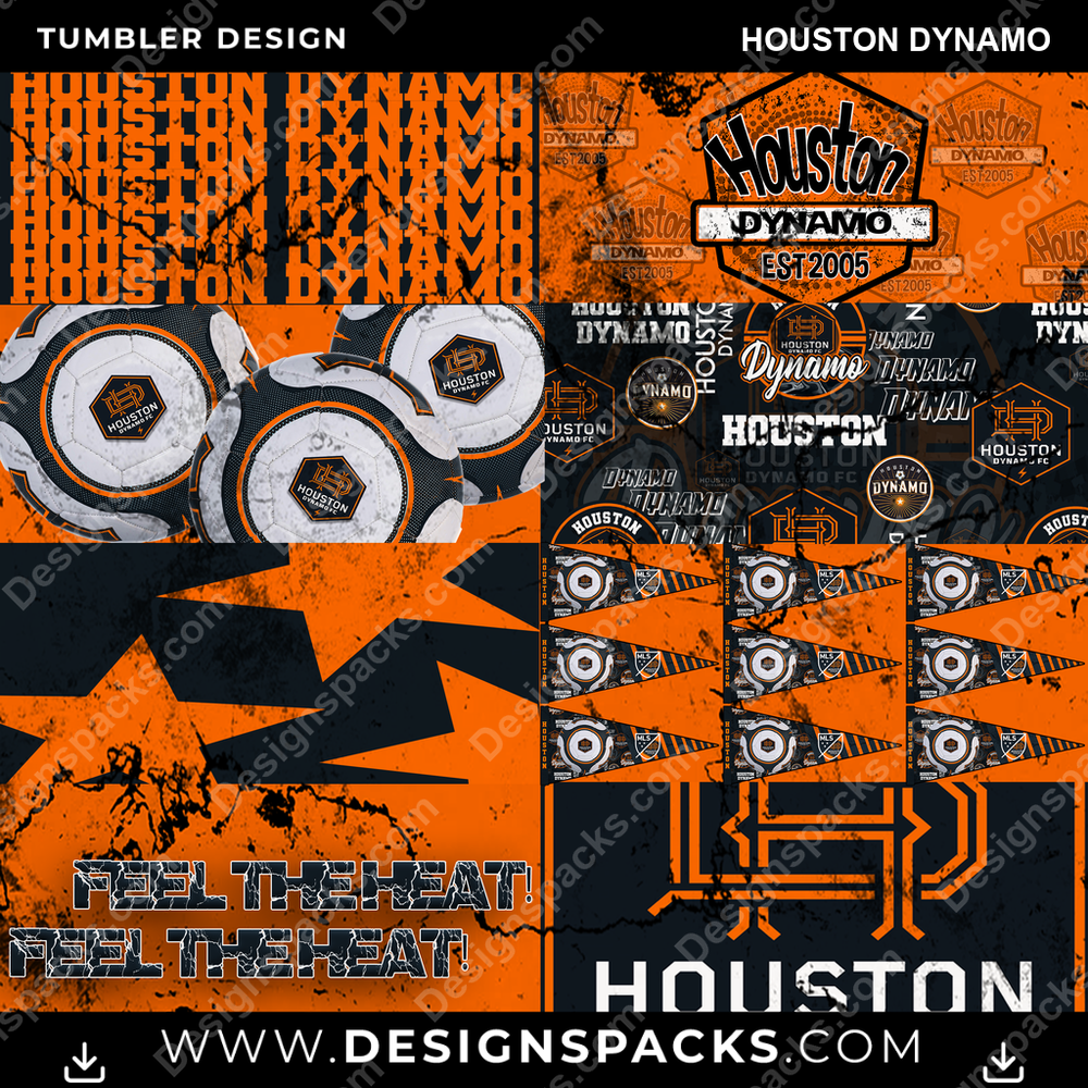 Soccer Distressed BG Houston Dynamo Tumbler Digital Wrap Design