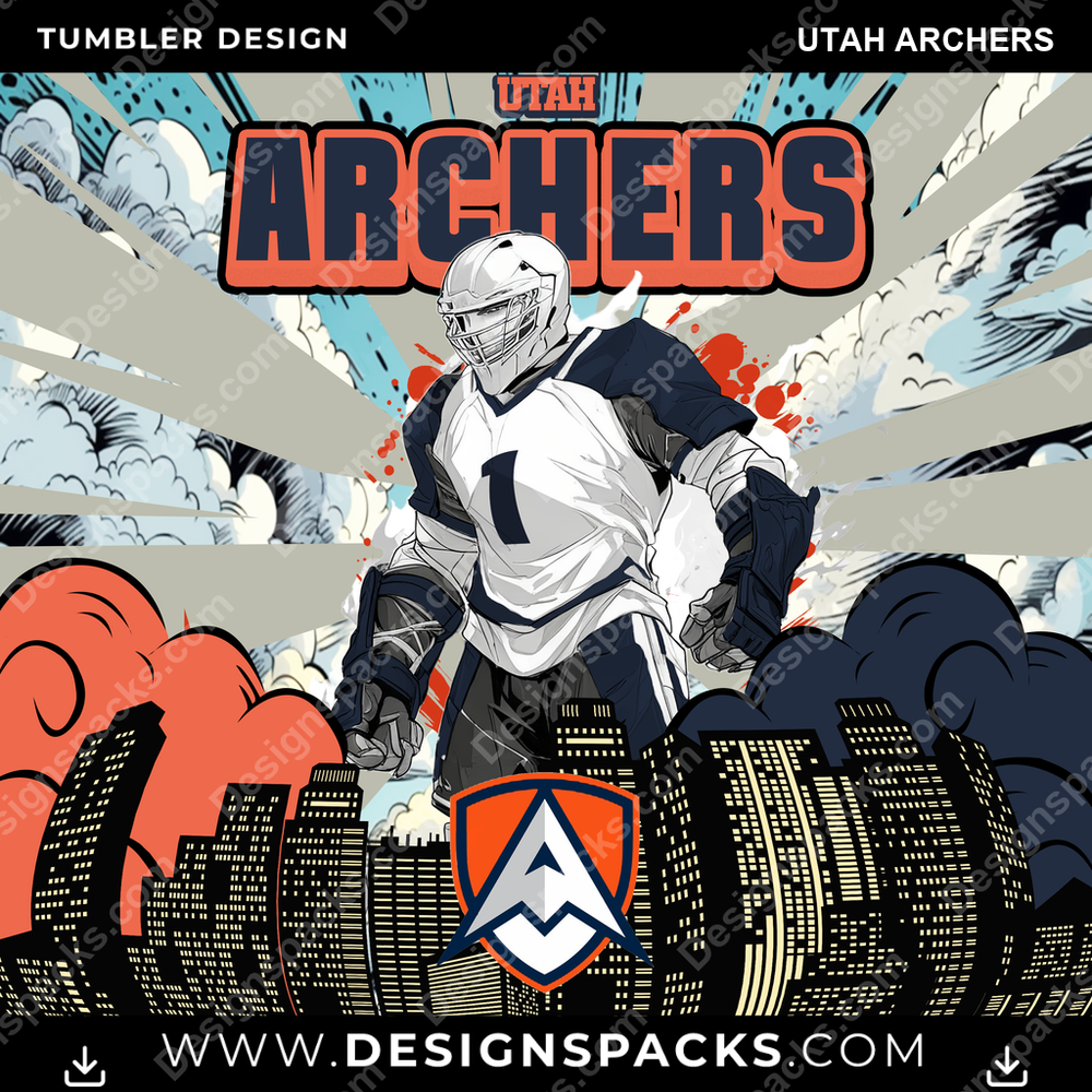 Lacrosse Comic Cover Utah Archers Tumbler Digital Wrap Design