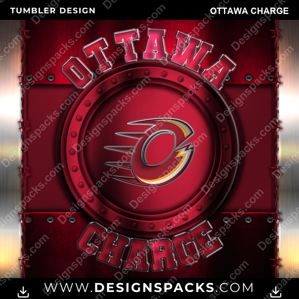 Hockey Metal Ottawa Charge NHL Hockey Tumbler Digital Wrap Design Download