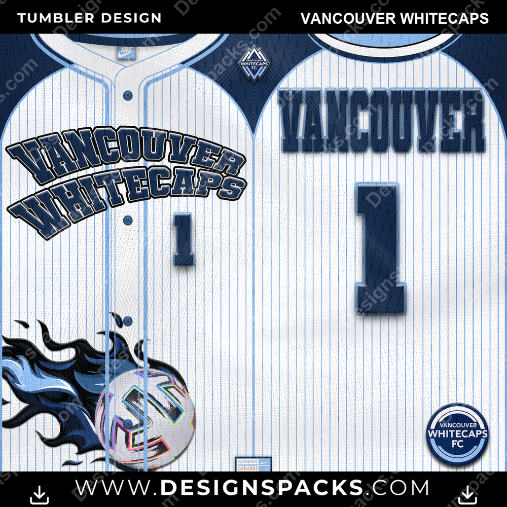 US Soccer Team Button-Up Jersey Vancouver Whitecaps Tumbler Digital Wrap Design