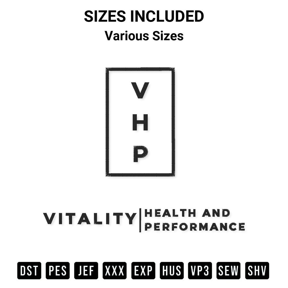 Looking for the perfect pattern? Download the Vitality Health And Performance Embroidery Design embroidery design today at Designspacks.com. Crisp, clean stitching guaranteed. Available sizes: Various Sizes.
