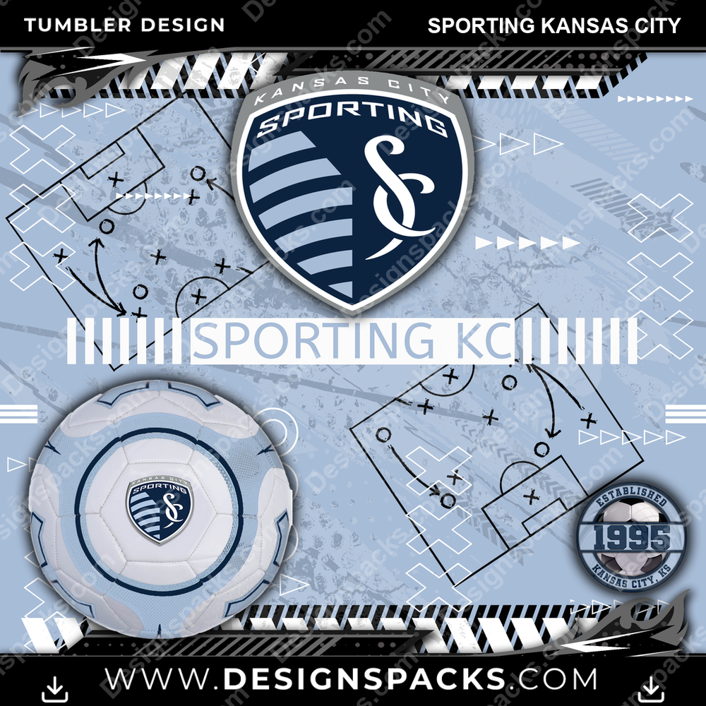 Soccer Xs & Os Sporting Kansas City MLS Soccer Tumbler Digital Wrap Design Download