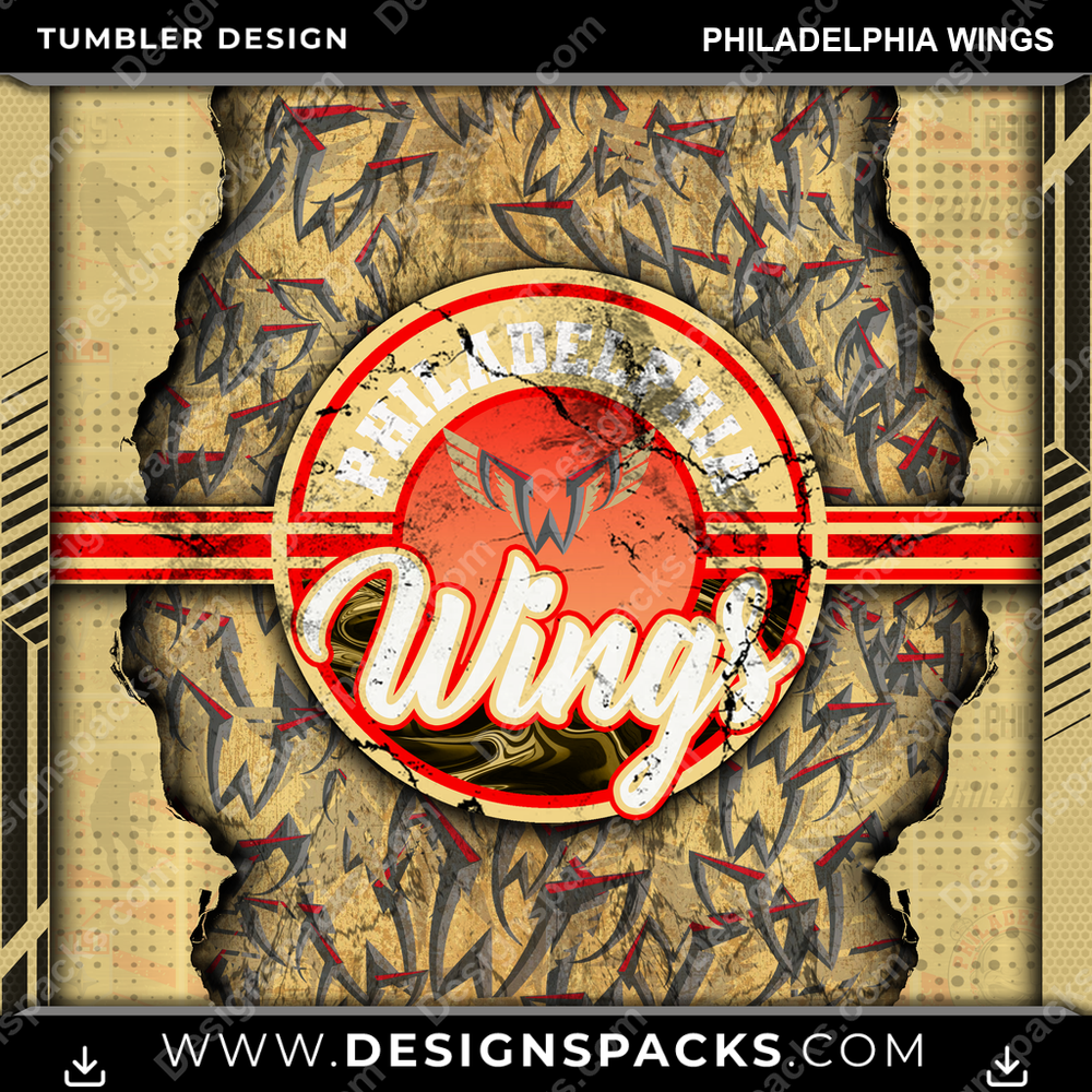 Lacrosse Ripped Philadelphia Wings Tumbler Digital Wrap Design