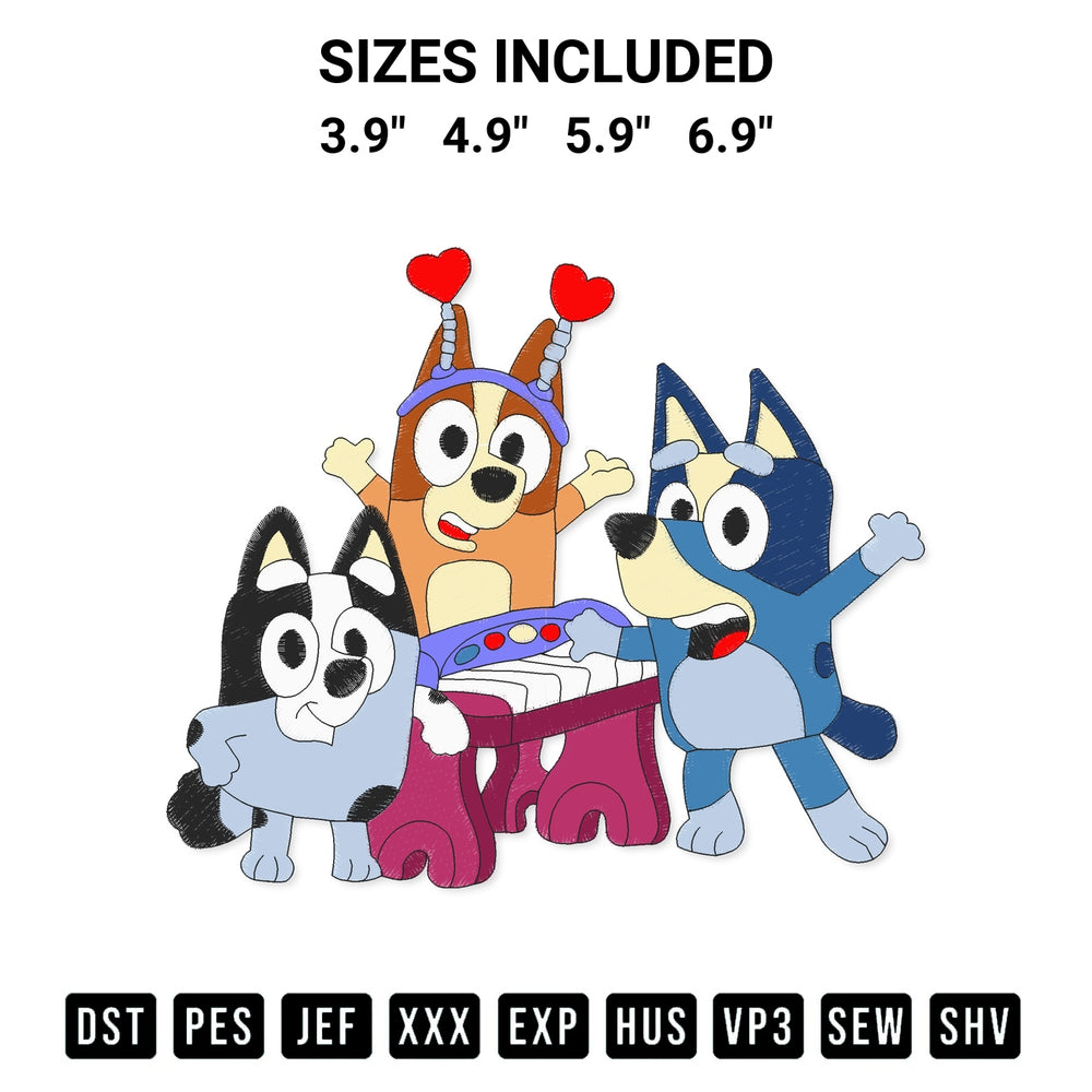 Discover the perfect addition to your crafting collection: Bluey Birthday Party Embroidery Design embroidery file. Instantly available at Designspacks.com. Available sizes: 3.9", 4.9", 5.9", 6.9".