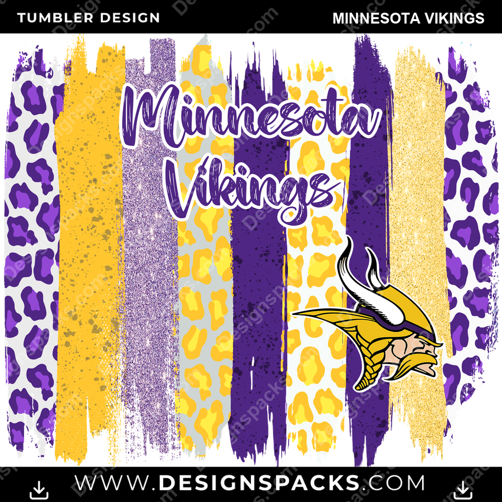 Football Brush Strokes Minnesota Vikings Tumbler Digital Wrap Design
