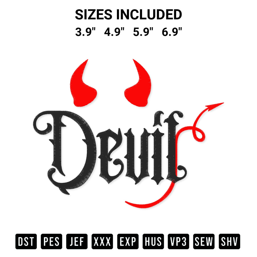 Add a unique touch to your apparel with the Devil Halloween Embroidery Design embroidery file. Premium instant download available now on Designspacks.com. Available sizes: 3.9", 4.9", 5.9", 6.9".