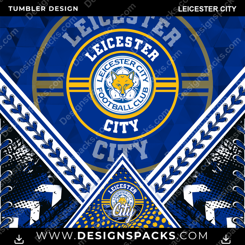 Soccer UK Diamond Leicester City Tumbler Digital Wrap Design
