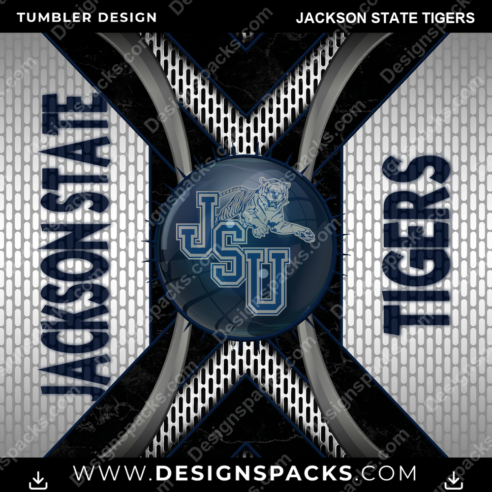 College Sport Metal Grating Jackson State Tigers NCAA College Sport Tumbler Digital Wrap Design Download