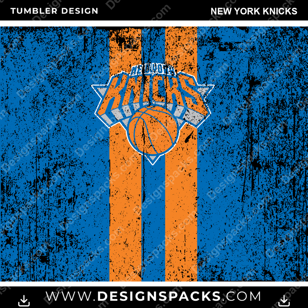 Basketball Grunge Style New York Knicks NBA Basketball Tumbler Digital Wrap Design Download