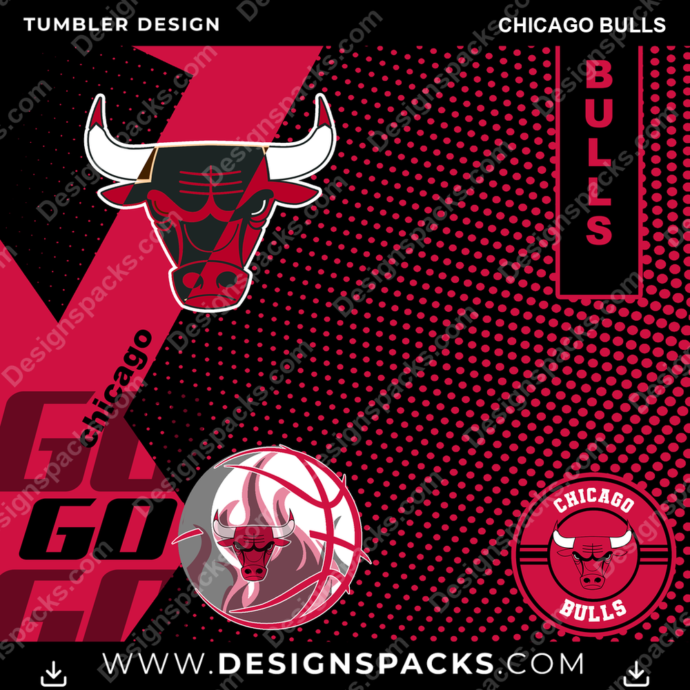 Basketball GO Chicago Bulls Tumbler Digital Wrap Design