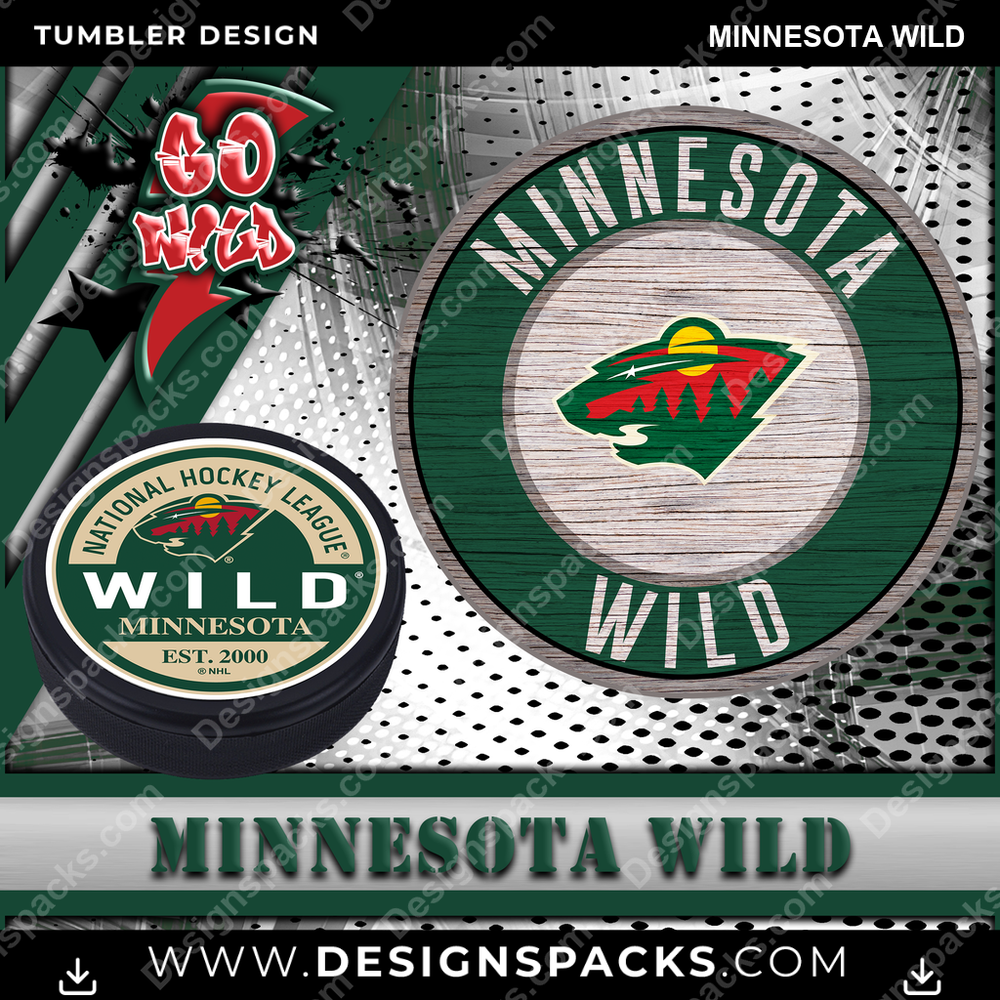 Hockey Go Team Minnesota Wild Tumbler Digital Wrap Design