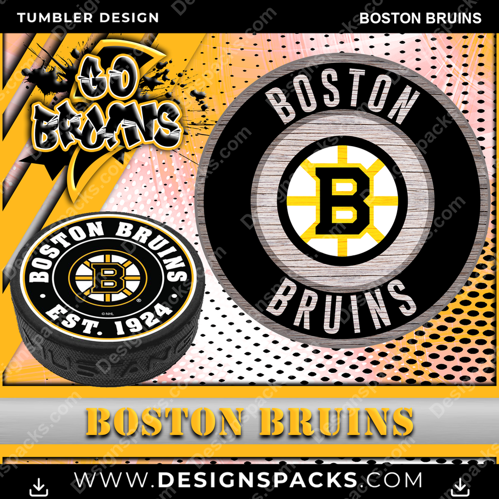 Hockey Go Team Boston Bruins Tumbler Digital Wrap Design