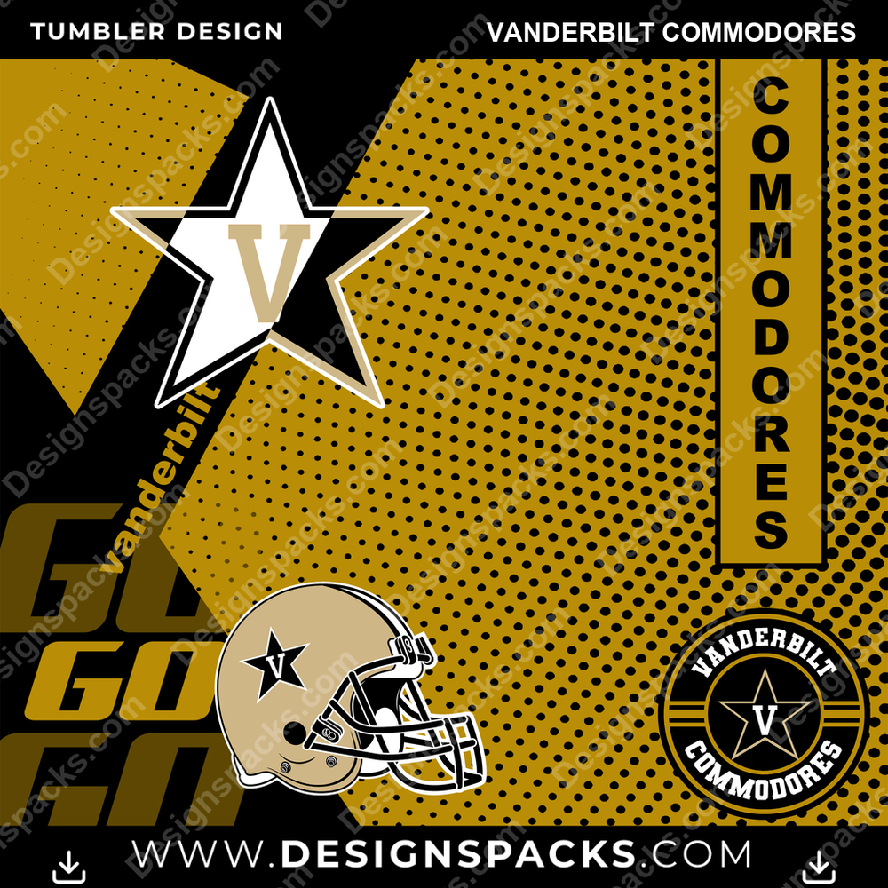 College Sport GO Vanderbilt Commodores Tumbler Digital Wrap Design