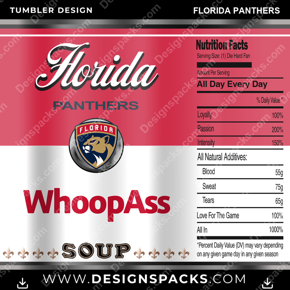 Ice Hockey Soup Can Florida Panthers Tumbler Digital Wrap Design