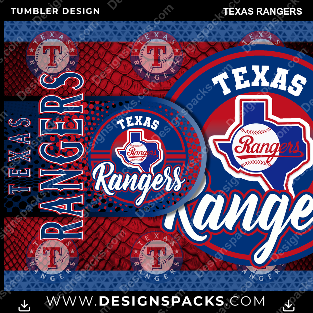 Baseball Hyper Texas Rangers Tumbler Digital Wrap Design