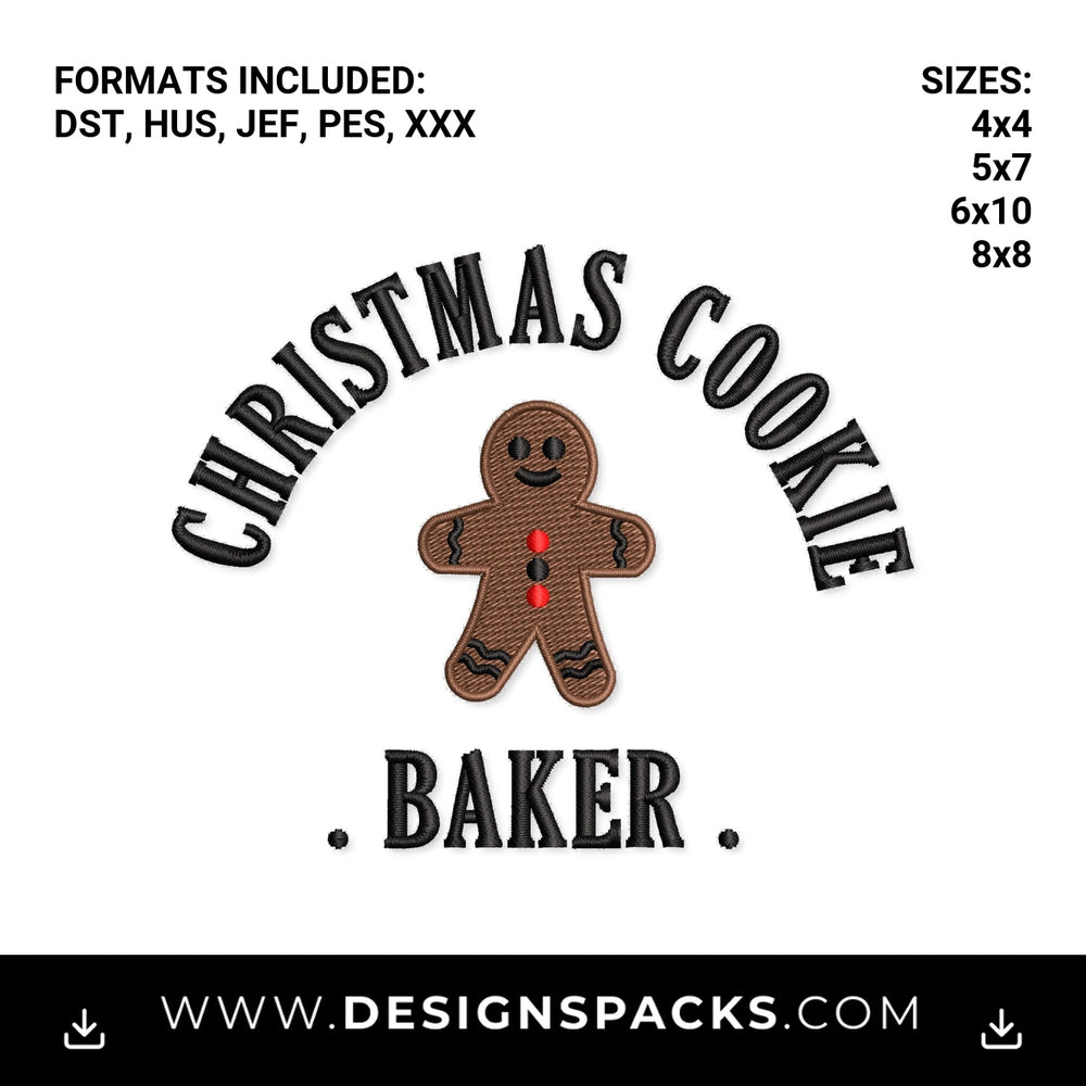 Christmas Cookie Baker Gingerbread Man Embroidery Design - Instant digital download pattern at Designspacks.com