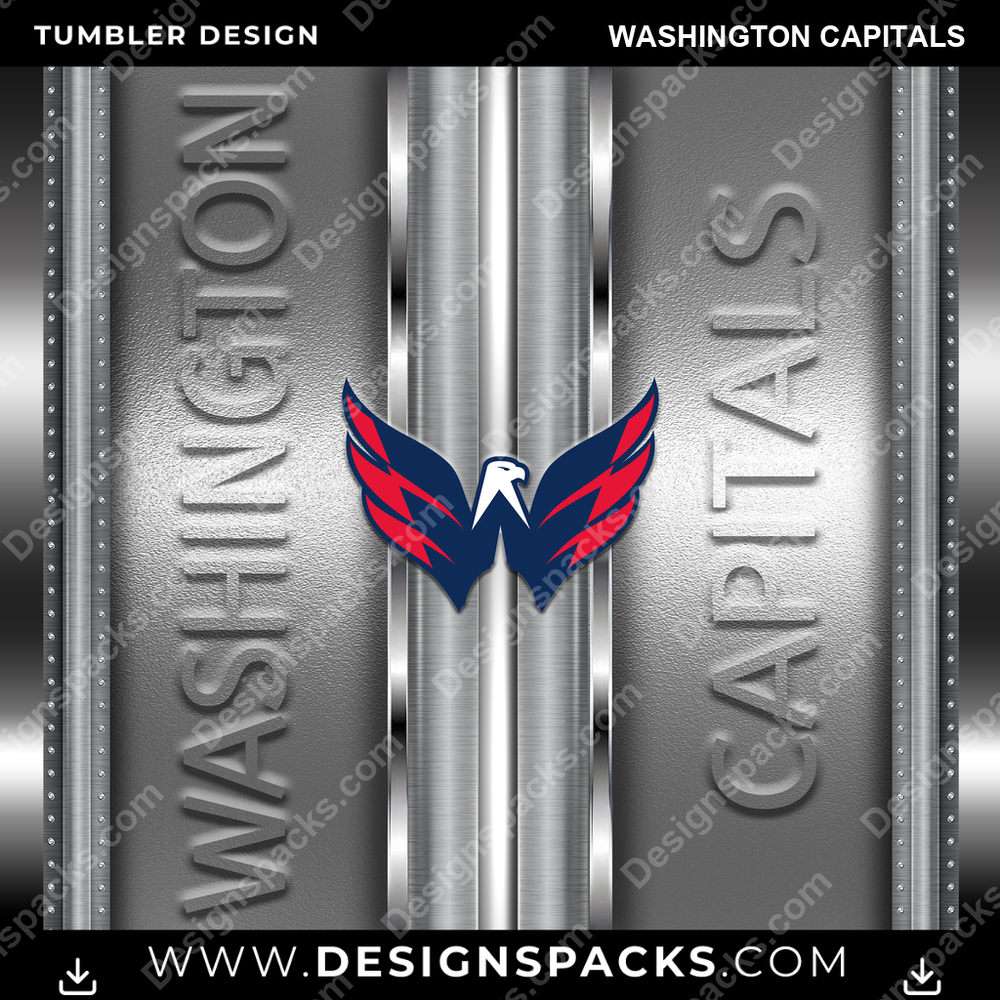 Ice Hockey Metallic Washington Capitals NHL Hockey Tumbler Digital Wrap Design Download