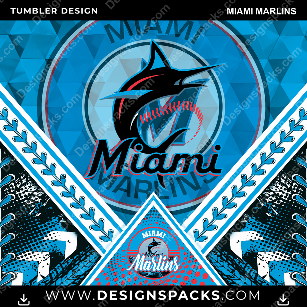 Baseball Diamond Miami Marlins Tumbler Digital Wrap Design