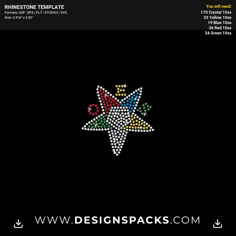Small Oes Sista Star Rhinestone Digital Template