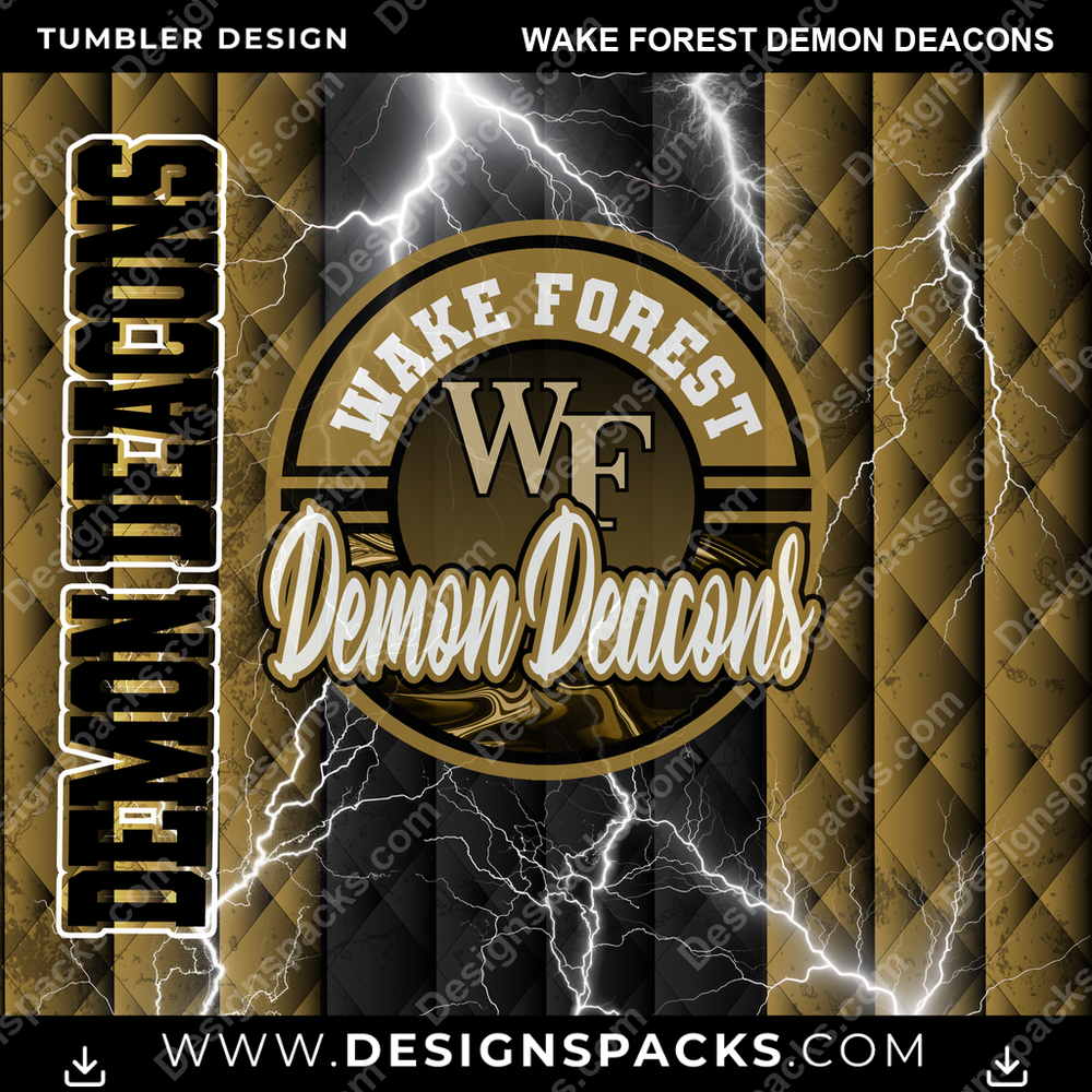 College Sport Diamond Wake Forest Demon Deacons Tumbler Digital Wrap Design