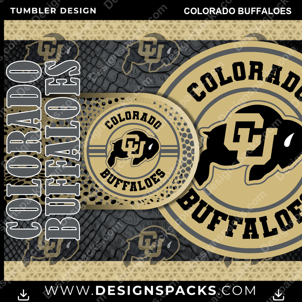 College Sport Hyper Colorado Buffaloes Tumbler Digital Wrap Design