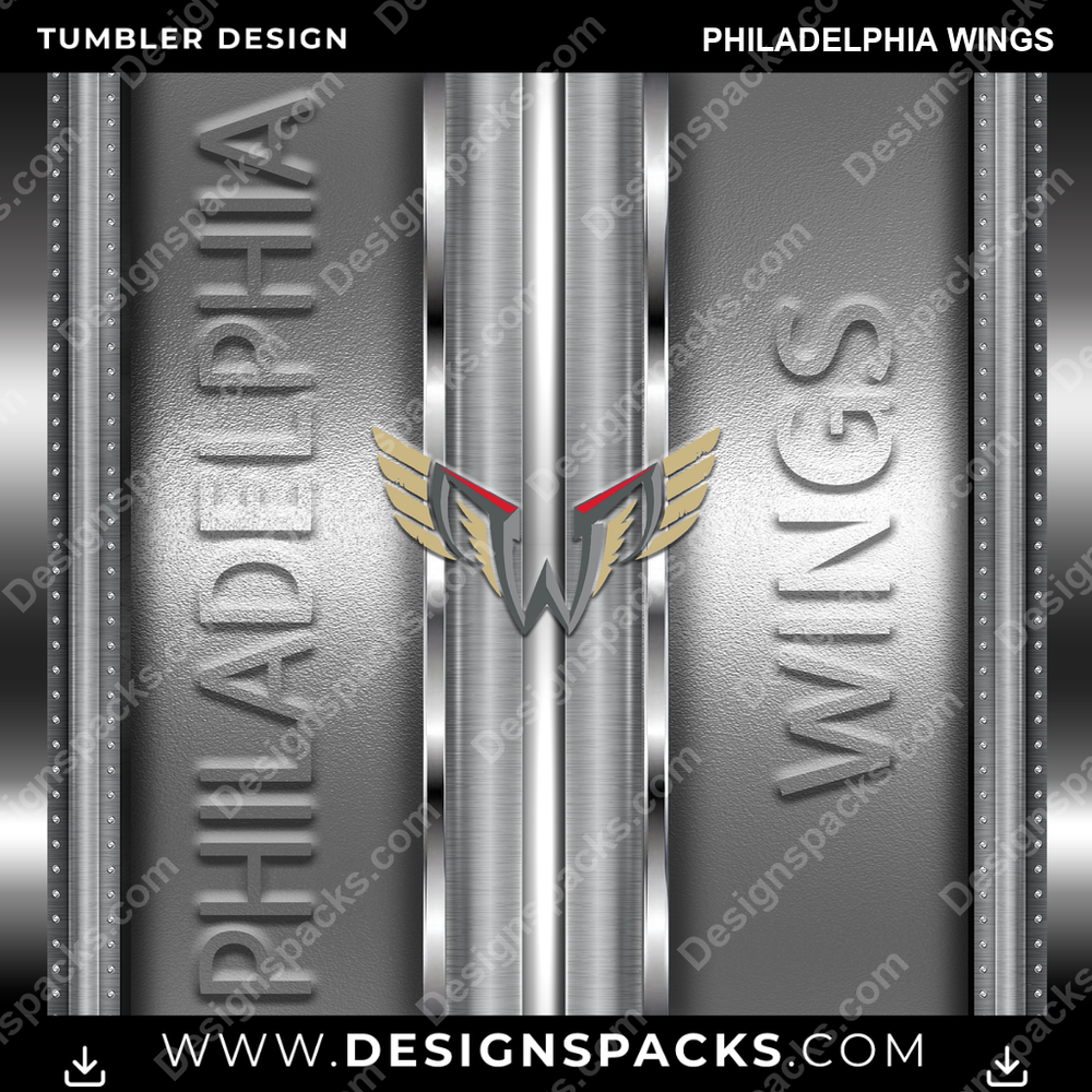 Lacrosse Metallic Philadelphia Wings Tumbler Digital Wrap Design