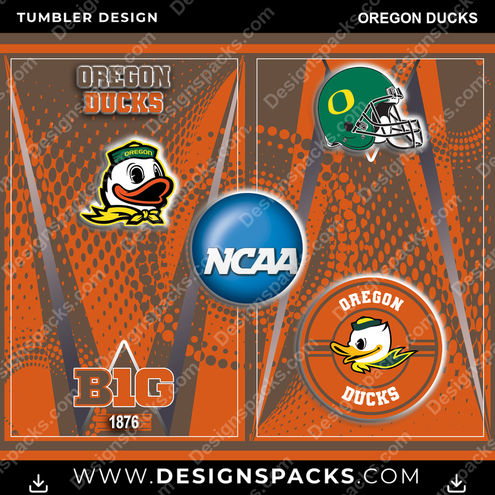 College Sport Team Logo Oregon Ducks Tumbler Digital Wrap Design