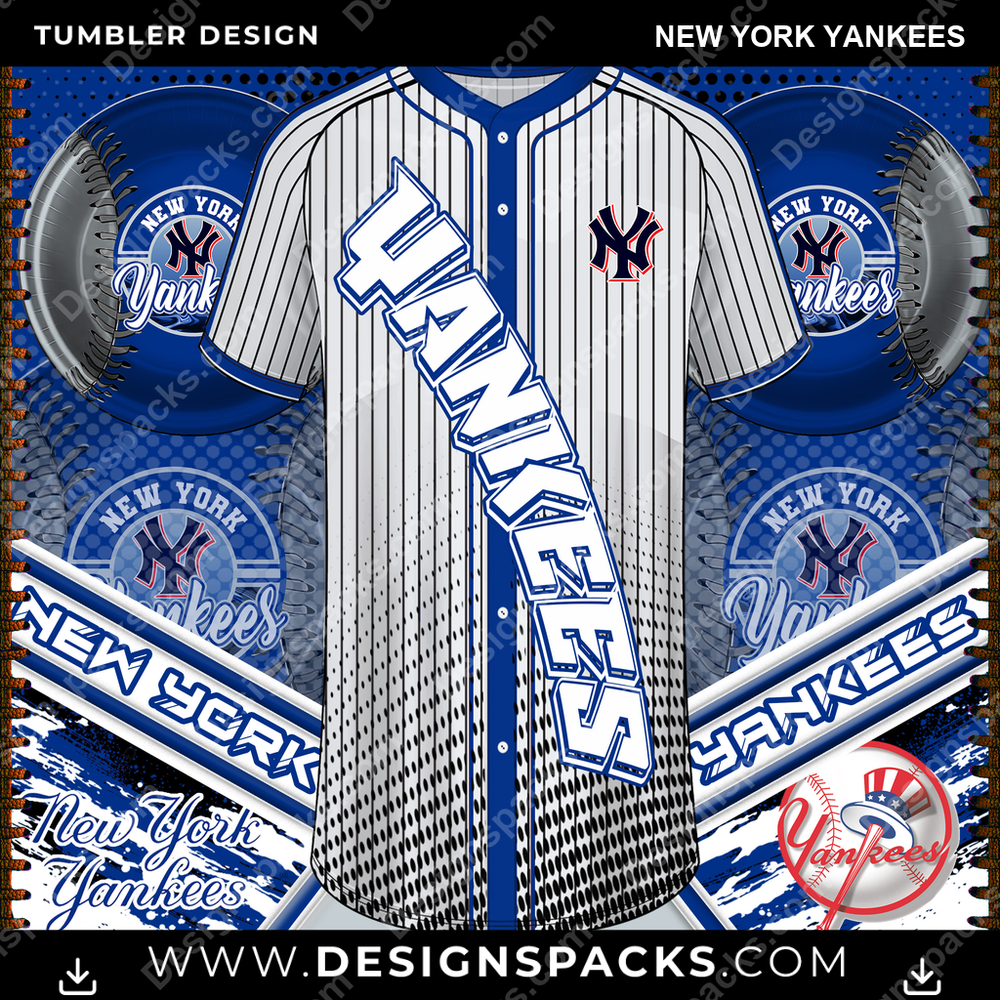 Baseball Jersey Team New York Yankees Tumbler Digital Wrap Design