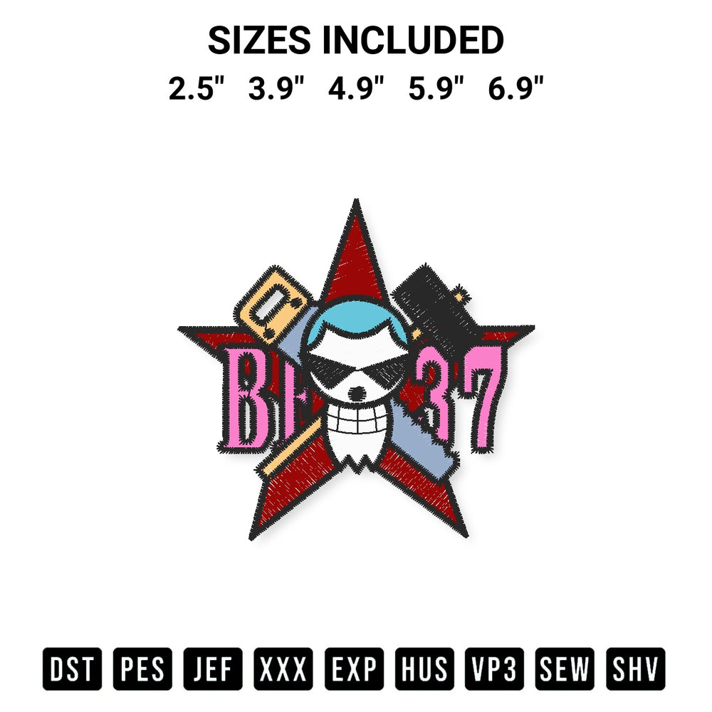 Download the Franky Jolly Roger Embroidery Design machine embroidery design exclusively at Designspacks.com. Premium digitized pattern for apparel and DIY crafts. Available sizes: 2.5", 3.9", 4.9", 5.9", 6.9".