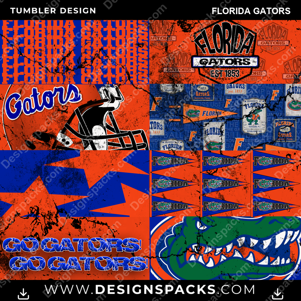 College Sport Distressed BG Florida Gators Tumbler Digital Wrap Design