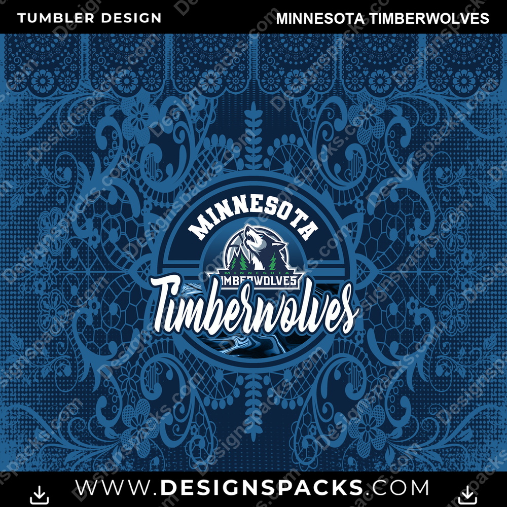 Basketball Lace & Logo Minnesota Timberwolves Tumbler Digital Wrap Design