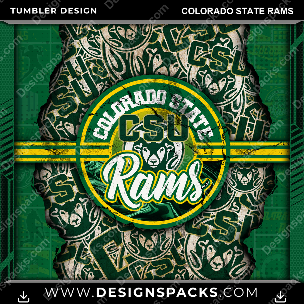 College Sport Ripped Colorado State Rams Tumbler Digital Wrap Design